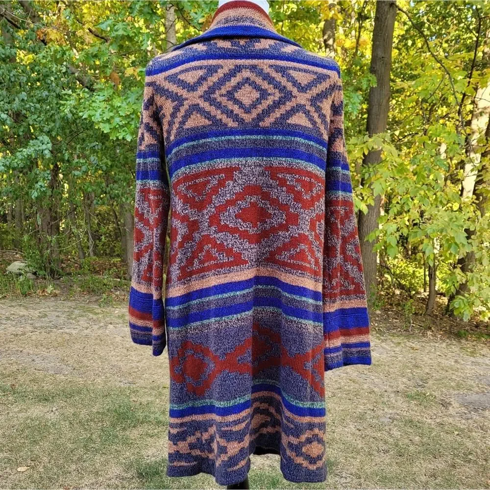 Cable & Gauge Long Southwestern Style Cardigan Sweater size Medium - Picture 3 of 15